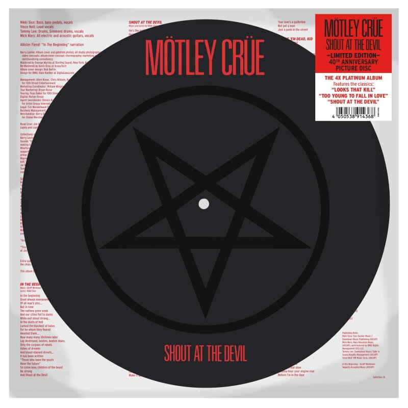 MÖtley CrÜe Shout At The Devil Lp 40th Anniversary Picture 319 0655