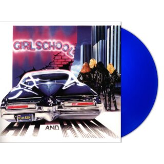 GIRLSCHOOL -- Hit and Run  LP  BLUE